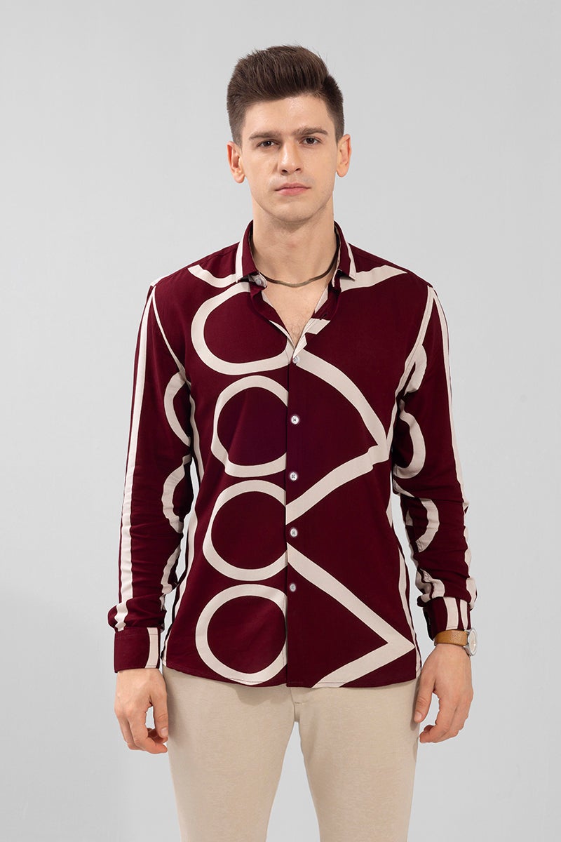 SNITCH Abstract Circle Maroon Shirt - Image 5